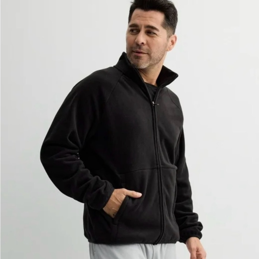 Tek Gear Men's Micro Fleece Full-Zip Jacket Mineral Black Size Large Pockets
